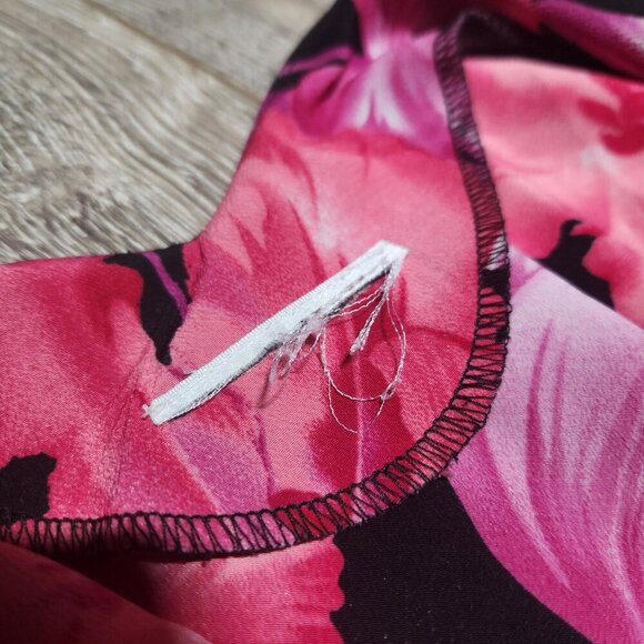 Vintage romantic 90s pink and black sleeveless midi floral dress with ruffles - Picture 6 of 14